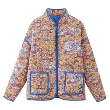 Omoone Floral Cropped Quilted Puffer Jacket