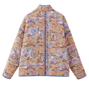 Omoone Floral Cropped Quilted Puffer Jacket