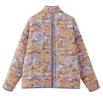 Omoone Floral Cropped Quilted Puffer Jacket