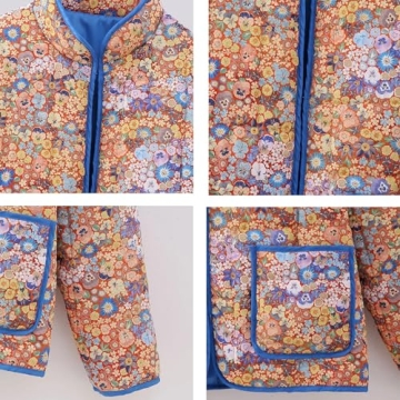 Omoone Floral Cropped Quilted Puffer Jacket
