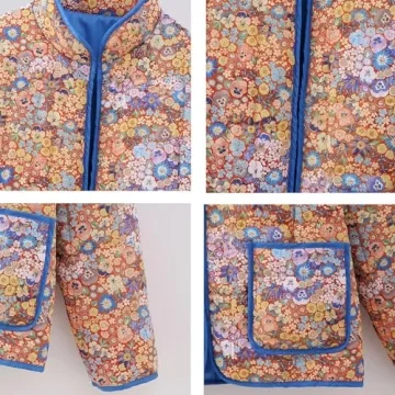 Omoone Floral Cropped Quilted Puffer Jacket