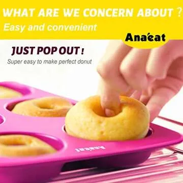Anaeat 3 Pack Donut Pan Silicone Baking Mold, Just Pop Out! Non-Stick Doughnuts Baking Pans BPA Free...