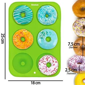 Anaeat 3 Pack Donut Pan Silicone Baking Mold, Just Pop Out! Non-Stick Doughnuts Baking Pans BPA Free for 6 Full-Size Donuts, Muffin, Cake Biscuit Bagels - Oven & Dishwasher Safe (Multicolor)