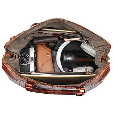 Genda 2Archer Leather Duffle Bags, Crocodile Embossed Overnight Travel Weekender Leather Gym Bag Red Brown Christmas Gift for Men