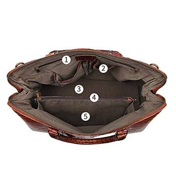 Genda 2Archer Leather Duffle Bags, Crocodile Embossed Overnight Travel Weekender Leather Gym Bag Red Brown Christmas Gift for Men