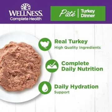 Wellness Complete Health Pate Adult Wet Cat Food, Natural, Protein-Rich, Grain Free, 12.5 Ounce, 12 Pack, (Turkey)