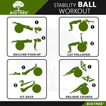 BIGTREE (2020 Upgrade Yoga Ball Exercise Fitness Core Stability Balance Strength Anti-Burst Heavy Duty Prenatal Birthing Yogaball Blue 25.5” (65cm)