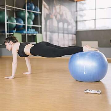 BIGTREE (2020 Upgrade Yoga Ball Exercise Fitness Core Stability Balance Strength Anti-Burst Heavy Duty Prenatal Birthing Yogaball Blue 25.5” (65cm)