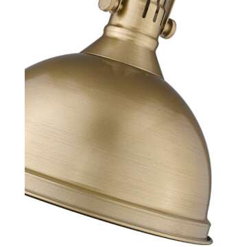 Emliviar 1-Light Farmhouse Pendant Light, 14" Industrial Metal Hanging Light Fixture, Antique Gold Finish, 4054L AG