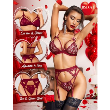 RSLOVE Women Plus Size Lace Lingerie Teddy with Garter