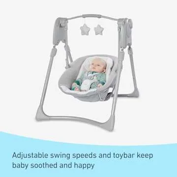 Graco Slim Spaces Compact Baby Swing in Reign - Safe, Portable & Adjustable