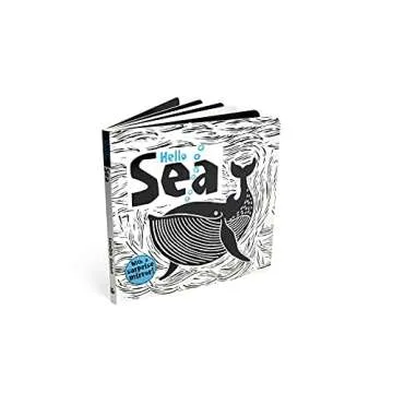 Hello Sea (Happy Fox Books) Baby's First Book, with High-Contrast Ocean Animals like an Octopus, Whale, Turtle, Seahorse, Crab, Fish, Starfish, Walrus, Shark, and Jellyfish, plus a Surprise Mirror
