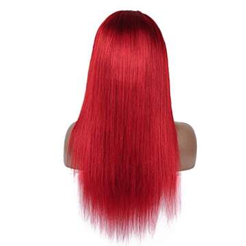 QLQUEENLIFE Red Wigs For Women Synthetic Headband Wigs Color Natural Looking Long Straight Fiber Hair Heat Resistant Wig for Halloween Costume Cosplay Party Use, 24 inch