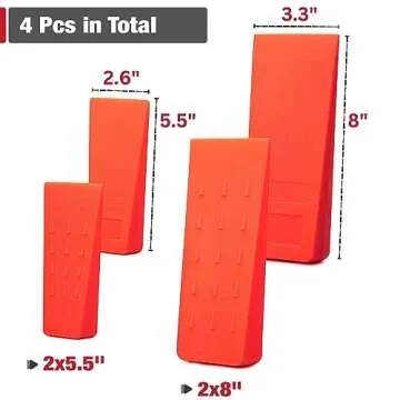 UNCO- Tree Felling Wedges with Spikes, 4Pack, 5.5" & 8" Wedges with Storage Bag, Splitting Wedge, Pl...