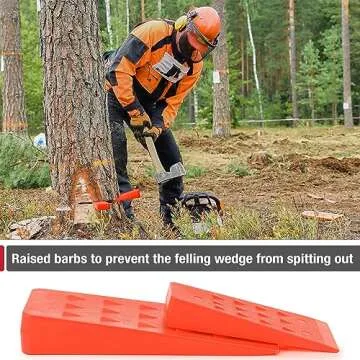 UNCO- Tree Felling Wedges with Spikes, 4Pack, 5.5" & 8" Wedges with Storage Bag, Splitting Wedge, Plastic Wedges, Logging Tools and Equipment, Chainsaw Wedges for Trees