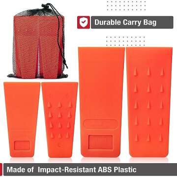 UNCO- Tree Felling Wedges with Spikes, 4Pack, 5.5" & 8" Wedges with Storage Bag, Splitting Wedge, Plastic Wedges, Logging Tools and Equipment, Chainsaw Wedges for Trees