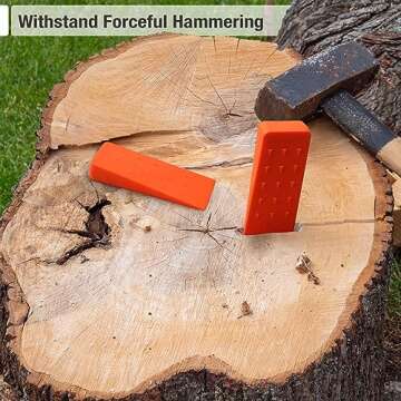 UNCO- Tree Felling Wedges with Spikes, 4Pack, 5.5" & 8" Wedges with Storage Bag, Splitting Wedge, Plastic Wedges, Logging Tools and Equipment, Chainsaw Wedges for Trees