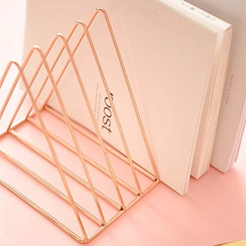 PENNGKE Elegant Rose Gold Magazine Holder Set for Home