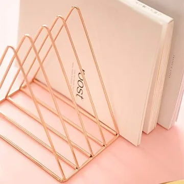 PENNGKE Elegant Rose Gold Magazine Holder Set for Home