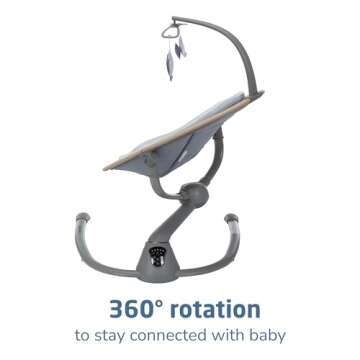 Maxi-Cosi Cassia Baby Swings for Infants: Smart Portable Baby Swing with Music, Lightweight & Foldable Baby Swing, 360 Rotation Infant Swing, Classic Gray
