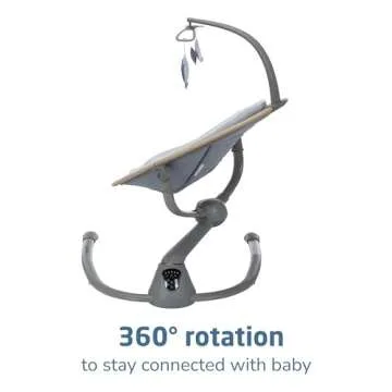 Maxi-Cosi Cassia Baby Swings for Infants: Smart Portable Baby Swing with Music, Lightweight & Foldable Baby Swing, 360 Rotation Infant Swing, Classic Gray