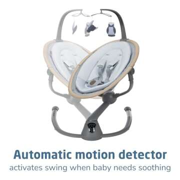 Maxi-Cosi Cassia Baby Swings for Infants: Smart Portable Baby Swing with Music, Lightweight & Foldable Baby Swing, 360 Rotation Infant Swing, Classic Gray