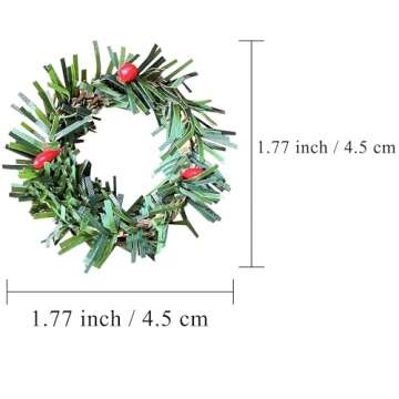 Mini Christmas Wreaths 10 Pack Plain Small Wreath for Kitchen Cabinet Window Indoor Decorations Holiday Mini Pine Wreath Ornaments with Red Berries 1.8 Inch