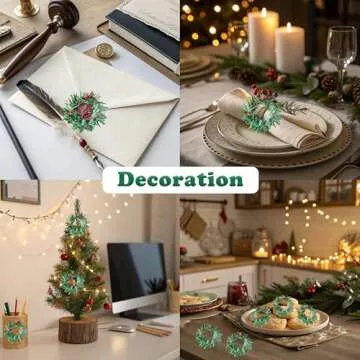 Mini Christmas Wreaths 10 Pack Plain Small Wreath for Kitchen Cabinet Window Indoor Decorations Holiday Mini Pine Wreath Ornaments with Red Berries 1.8 Inch