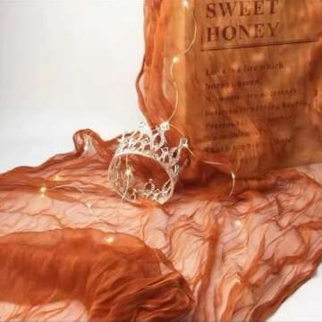 Joanlody Terracotta Cheesecloth Table Runner 10Ft Rustic Gauze Cheese Cloth Table Runner Boho Easter Spring Summer Table Runner for Wedding Bridal Baby Shower Decoration