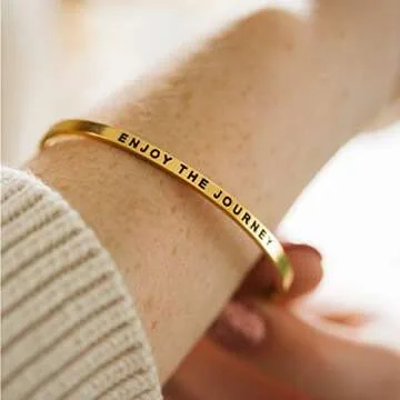 MantraBand Inspirational Cuff Bracelet - Silver Adjustable Gift for Women