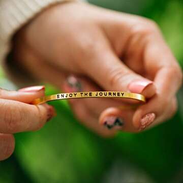 MantraBand Inspirational Cuff Bracelet - Silver Adjustable Gift for Women