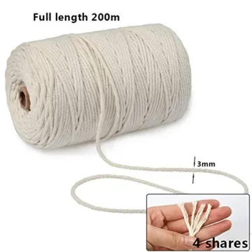 BUYGOO Macrame Cord: 3mm Natural Cotton for Crafts