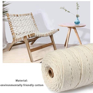 BUYGOO Macrame Cord: 3mm Natural Cotton for Crafts