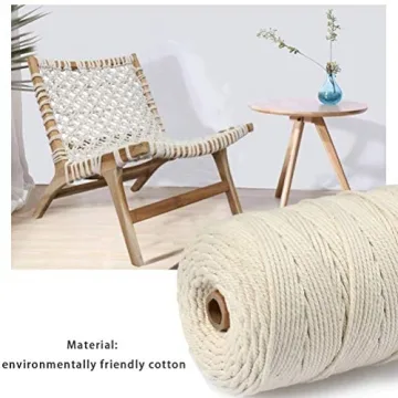 BUYGOO Macrame Cord: 3mm Natural Cotton for Crafts