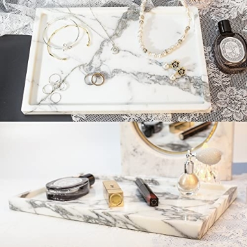 Luxurious Natural Marble Vanity Tray for Elegant Home Decor