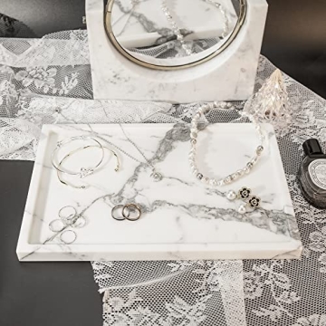 Luxurious Natural Marble Vanity Tray for Elegant Home Decor