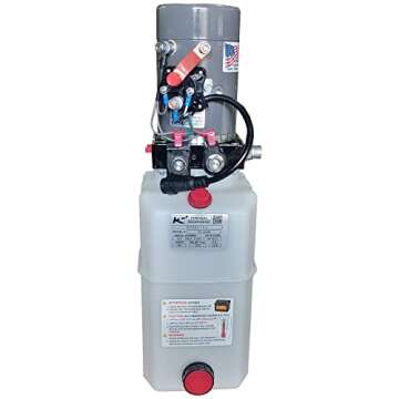 KTI Hydraulics 12V Dump Trailer Hydraulic Pump Power Unit w/ Single Double Acting, 3 Quart