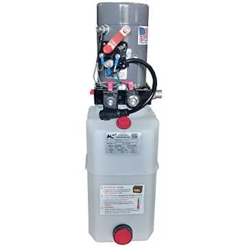 KTI Hydraulics 12V Dump Trailer Hydraulic Pump Power Unit w/ Single Double Acting, 3 Quart