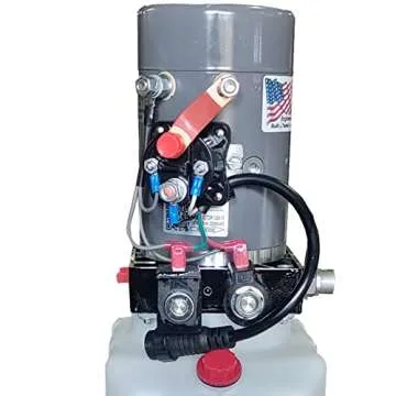 KTI Hydraulics 12V Dump Trailer Hydraulic Pump Power Unit w/ Single Double Acting, 3 Quart