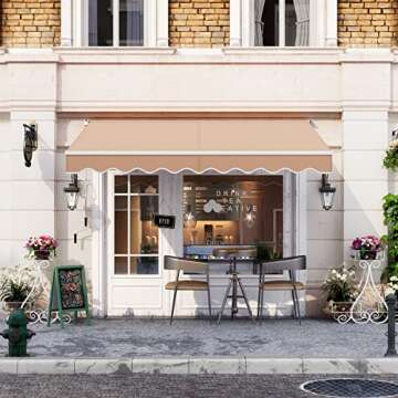 Retractable Patio Awning 8ft x 6.6ft Easy Install Beige