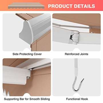 Retractable Patio Awning 8ft x 6.6ft Easy Install Beige
