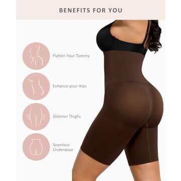 FeelinGirl Shapewear for Women Tummy Control Colombianas High Waist Body Shaper Butt Lifting Thigh Slimmer Brown