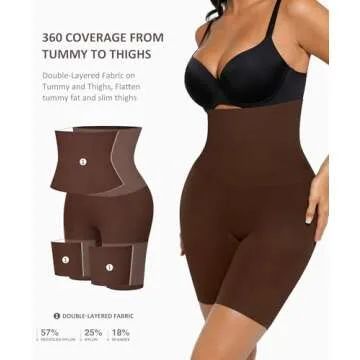 FeelinGirl Shapewear for Women Tummy Control Colombianas High Waist Body Shaper Butt Lifting Thigh Slimmer Brown