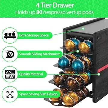 J JACKCUBE Black Wooden 4 Tier Coffee Capsule Holder