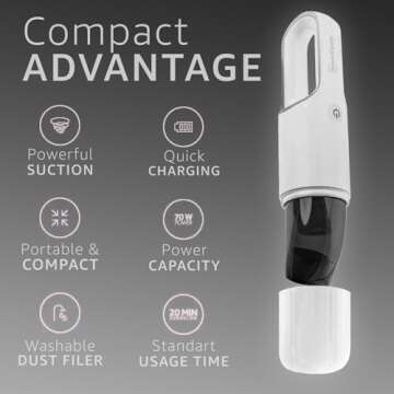 HOMEQUIP Handheld Portable Cordless Vacuum Cleaner - Easy to Use, Lightweight, Compact Design - Hand...