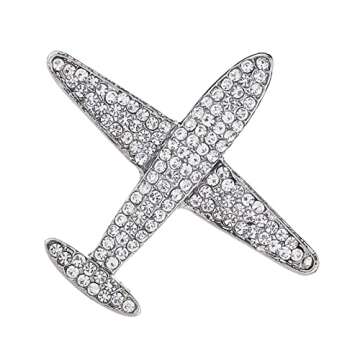 Stylish Milageto Crystal Airplane Brooch Pin for All