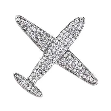 Stylish Milageto Crystal Airplane Brooch Pin for All