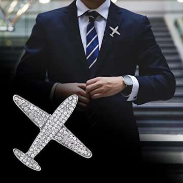 Stylish Milageto Crystal Airplane Brooch Pin for All