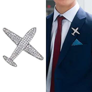 Stylish Milageto Crystal Airplane Brooch Pin for All