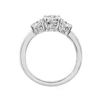 Amazon Essentials Platinum-Plated Sterling Silver Round 3-Stone Ring made with Infinite Elements Cub...